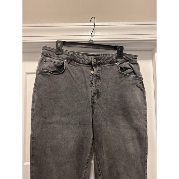 LONG TALL SALLY Washed Gray Raw Hem Ankle Jeans Grunge Denim Stretch Size 14 - Picture 2 of 9